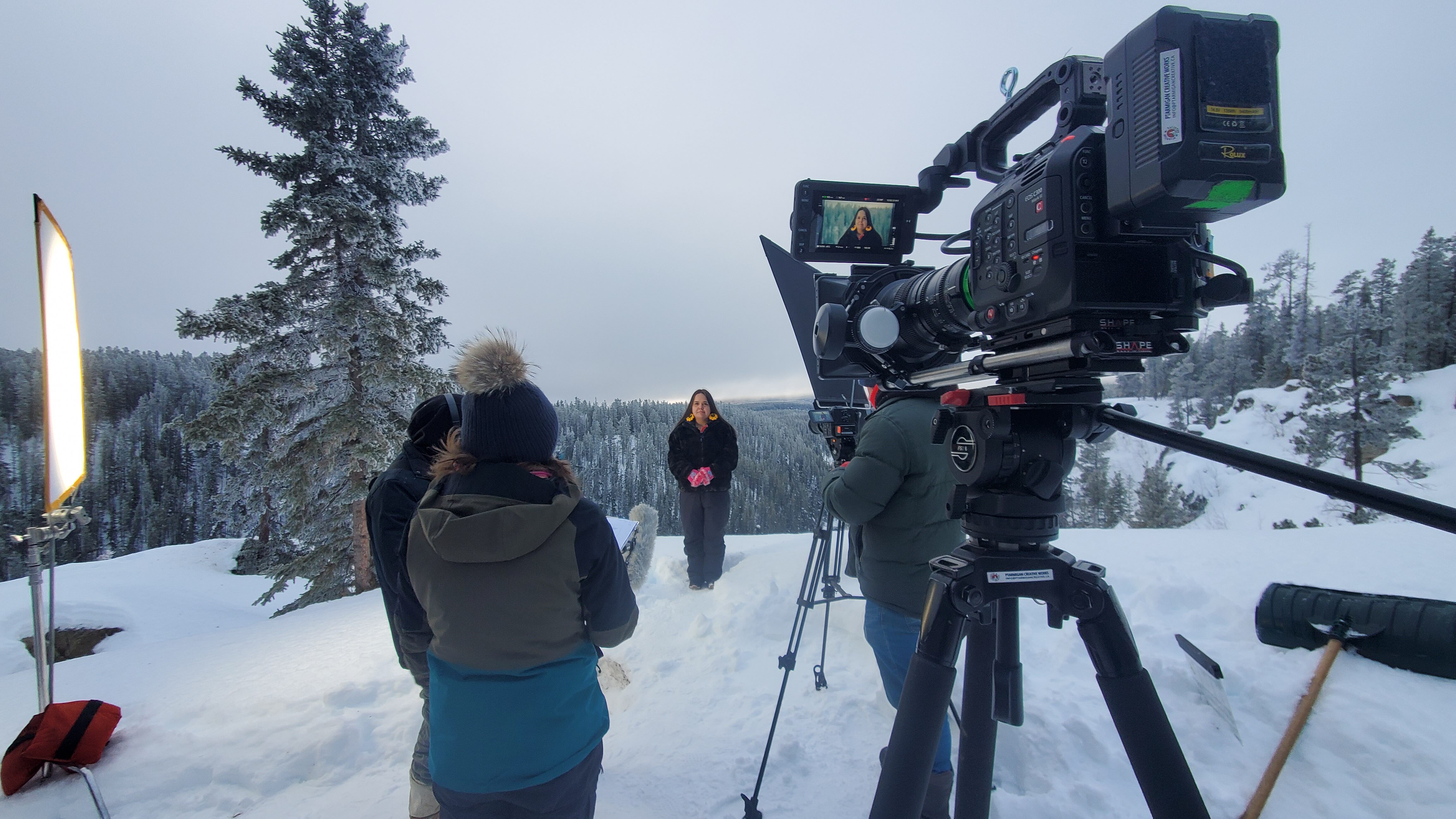 Camera equipment on a winter film set